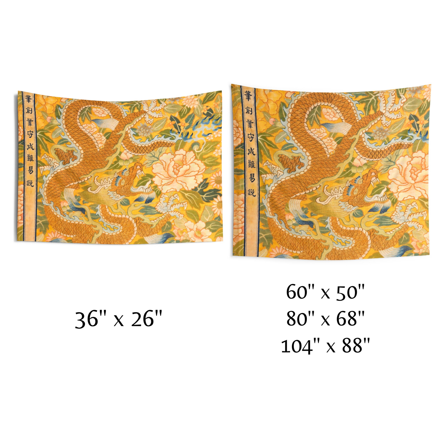 Yellow Chinese Dragon Wall Tapestry