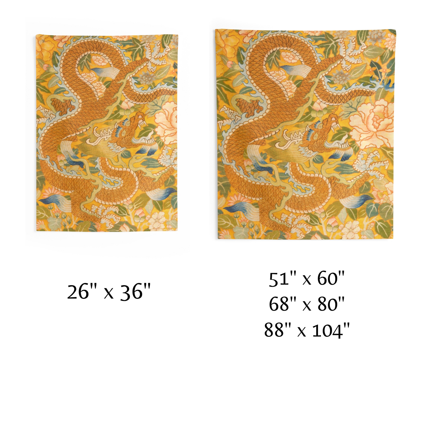 Yellow Chinese Dragon Wall Tapestry