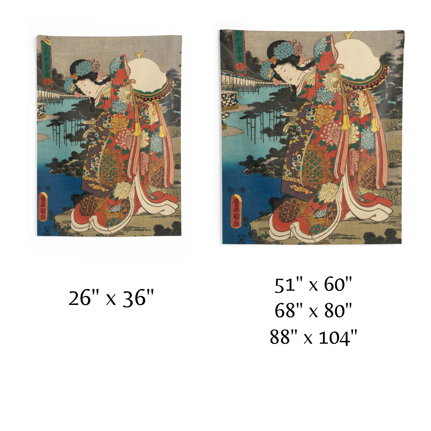 two pictures of a woman in a kimono