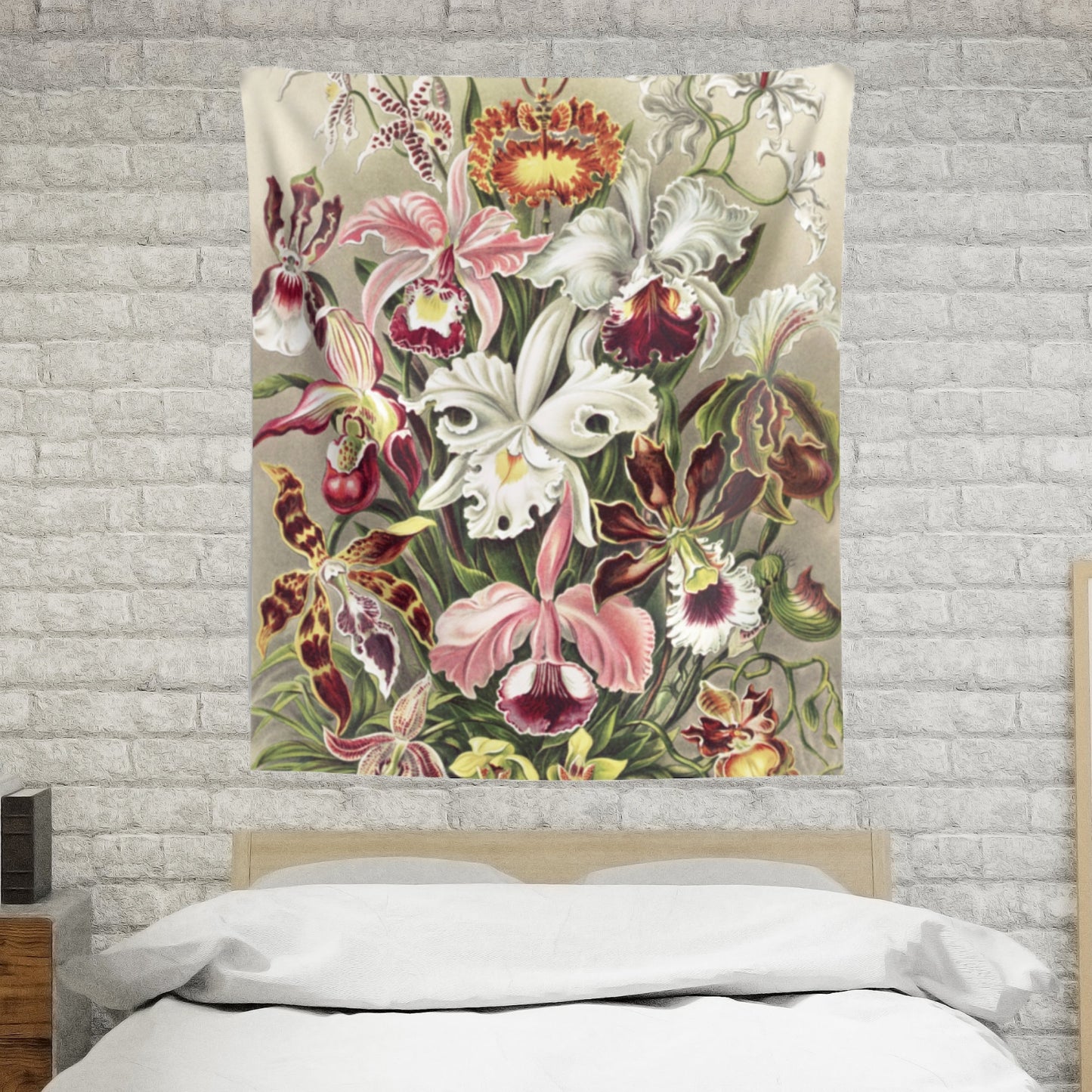 Pink Floral Orchid Ernst Haeckel Painting Vintage Botanical Fine Art Tapestry