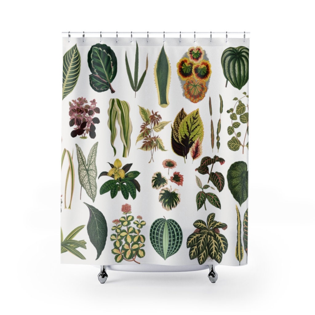 Plant Shower Curtain, Houseplant Bathroom, Houseplant Decor, Botanical Bathroom, Botanical Shower Curtain, Plant Bathroom Art