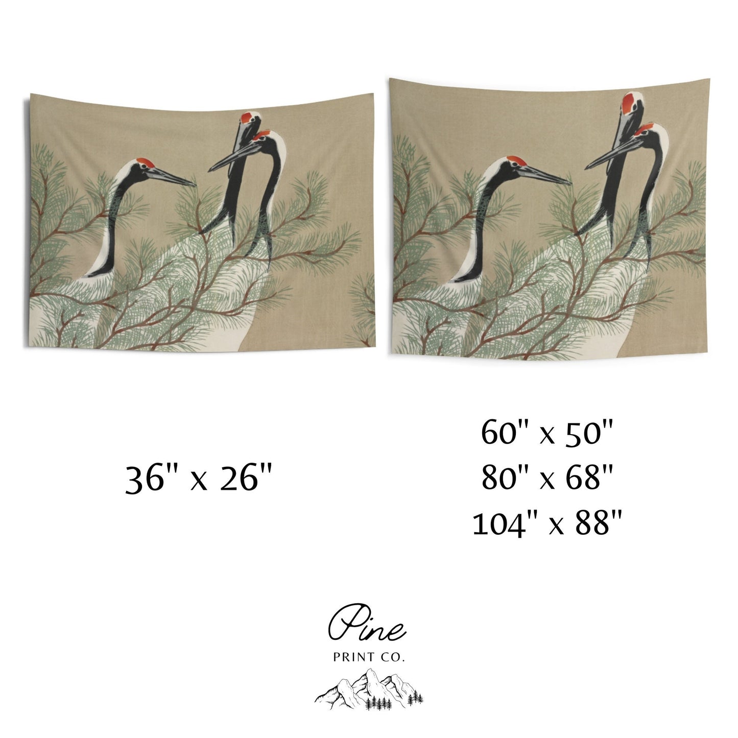 Japanese Crane Painting Wall Tapestry