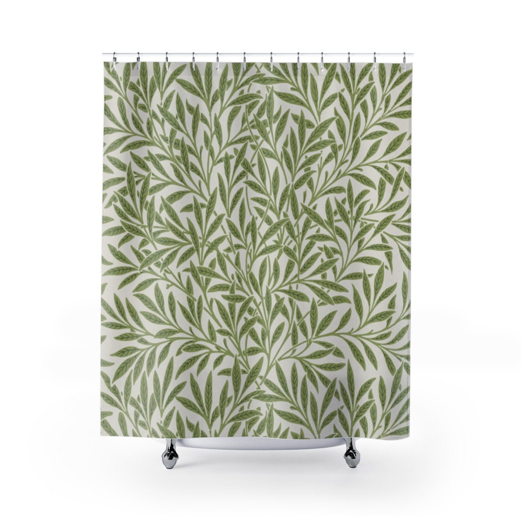 Botanical Shower Curtain, Green Shower Curtain, Plant Bathroom, Botanical Bathroom, Green Bathroom Decor, William Morris, Plant Shower