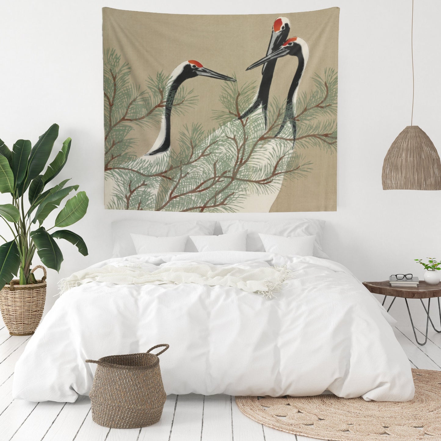 Japanese Crane Painting Wall Tapestry