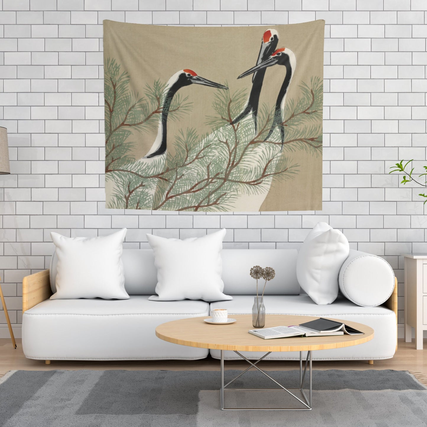 Japanese Crane Painting Wall Tapestry