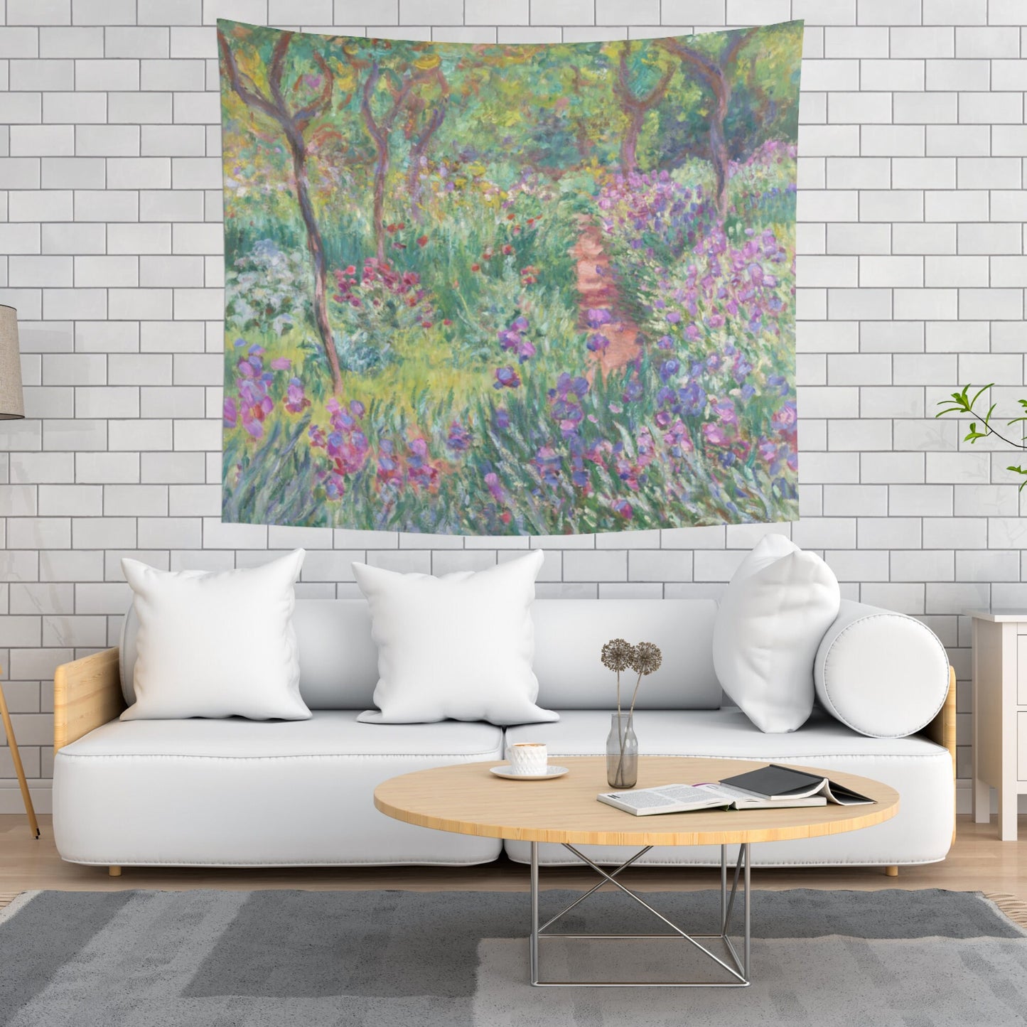 Claude Monet Purple Landscape Painting Vintage Nature Wall Tapestry