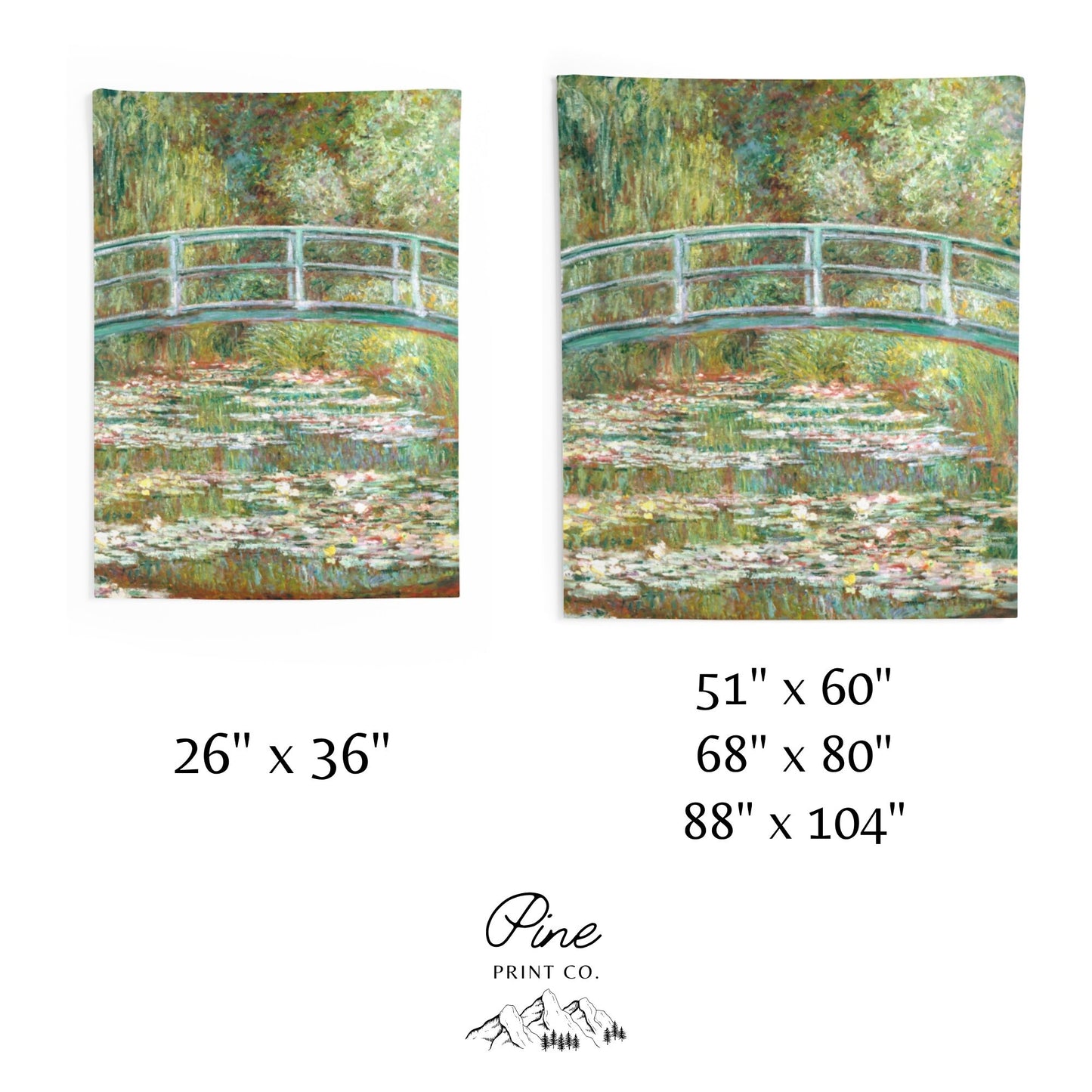 Claude Monet Water Lilies Painting Green Fine Art Wall Tapestry