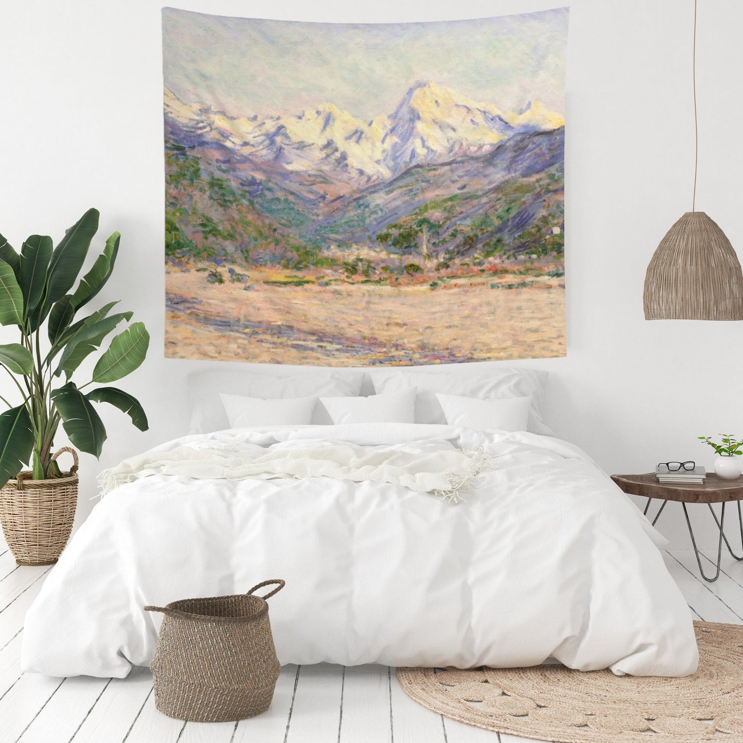 Claude Monet Mountain Painting Wall Tapestry