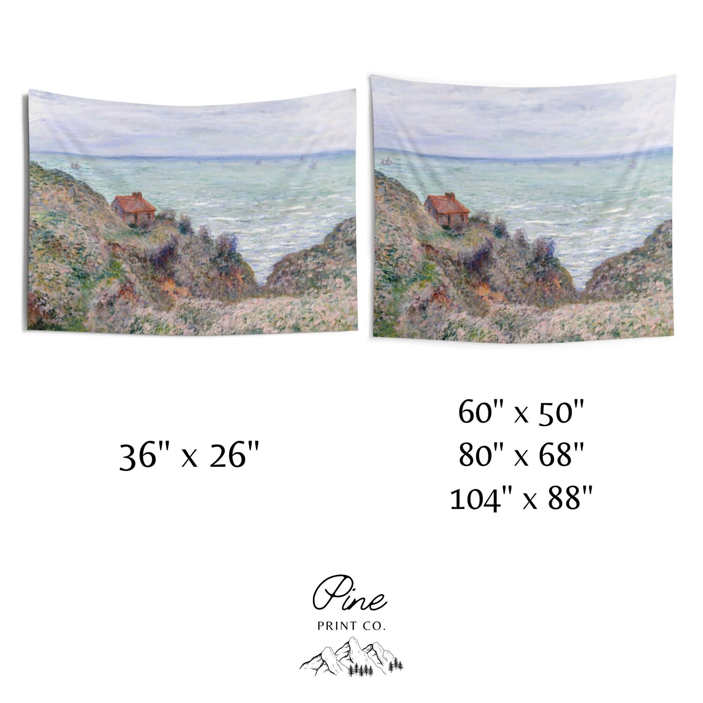 Claude Monet Ocean Painting Blue Vintage Fine Art Wall Tapestry