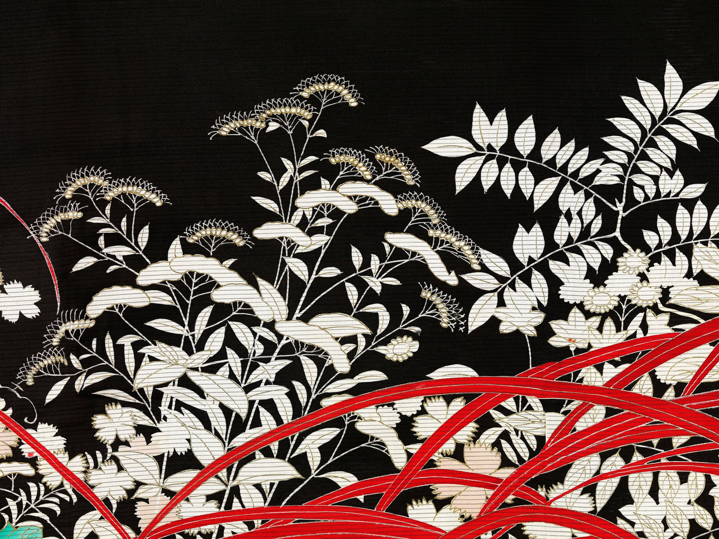 Red Black Japanese Botanical Wall Tapestry
