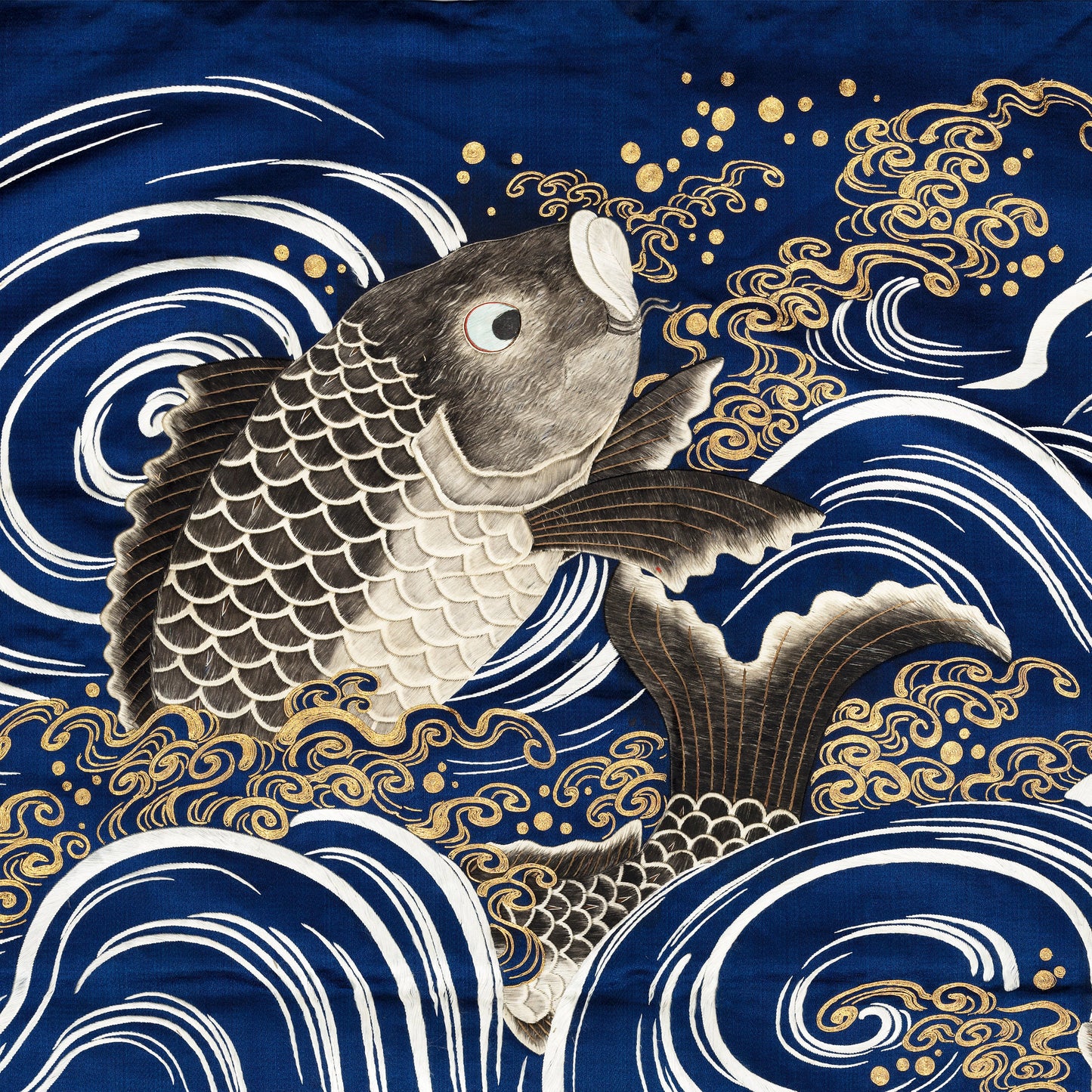 Blue Japanese Koi Fish Wall Tapestry