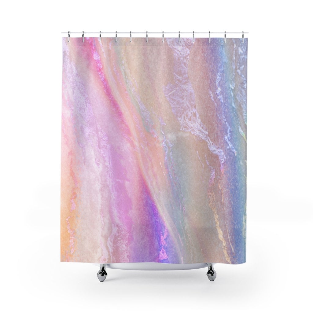 Rainbow Shower Curtain, Holographic Shower Curtain, Rainbow Bathroom, Rainbow Decor, Colorful Bathroom, Pink Bathroom, Rainbow Bath