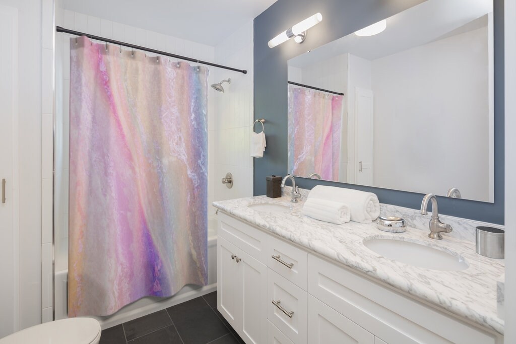 Rainbow Shower Curtain, Holographic Shower Curtain, Rainbow Bathroom, Rainbow Decor, Colorful Bathroom, Pink Bathroom, Rainbow Bath