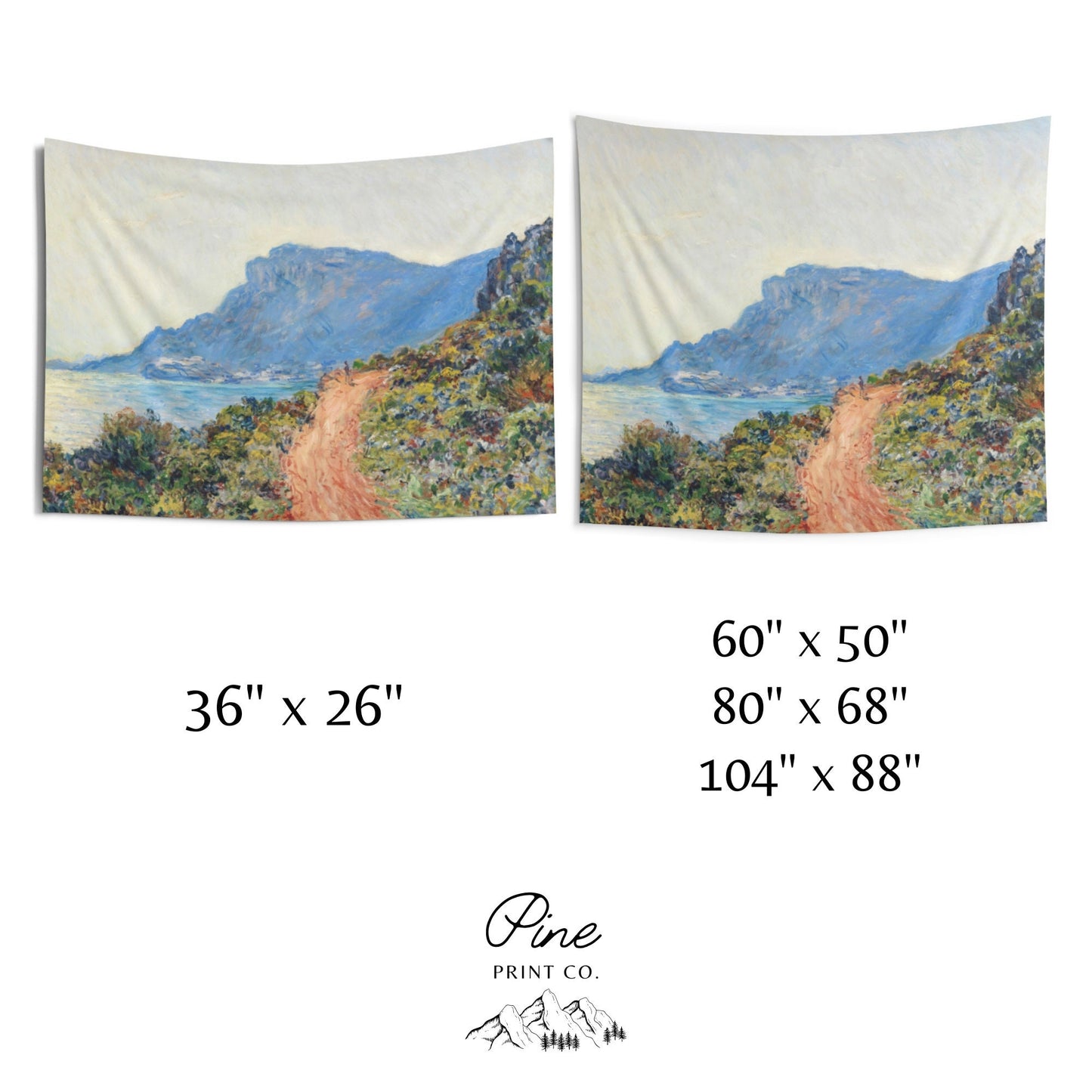 Claude Monet Mountain Nature Painting Wall Tapestry