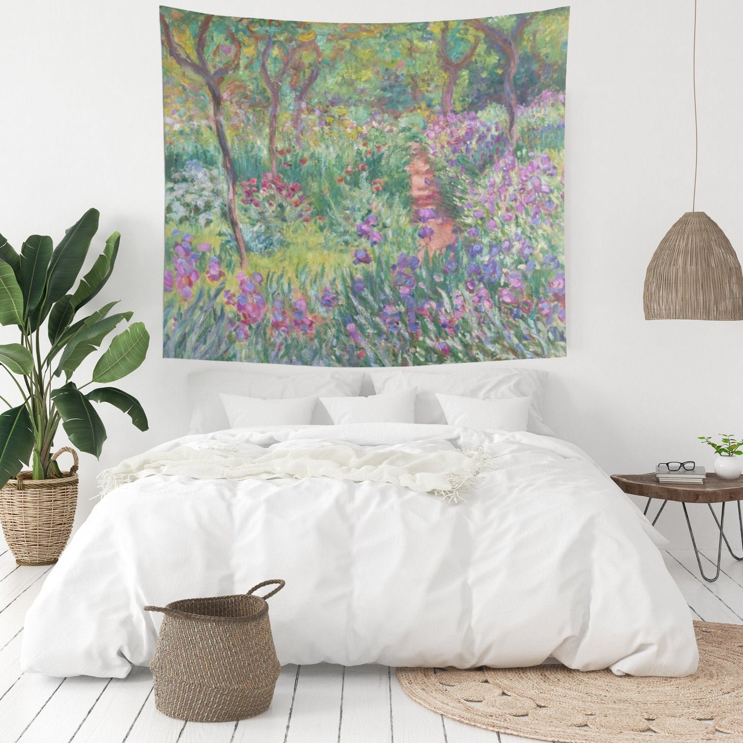 Claude Monet Purple Landscape Painting Vintage Nature Wall Tapestry