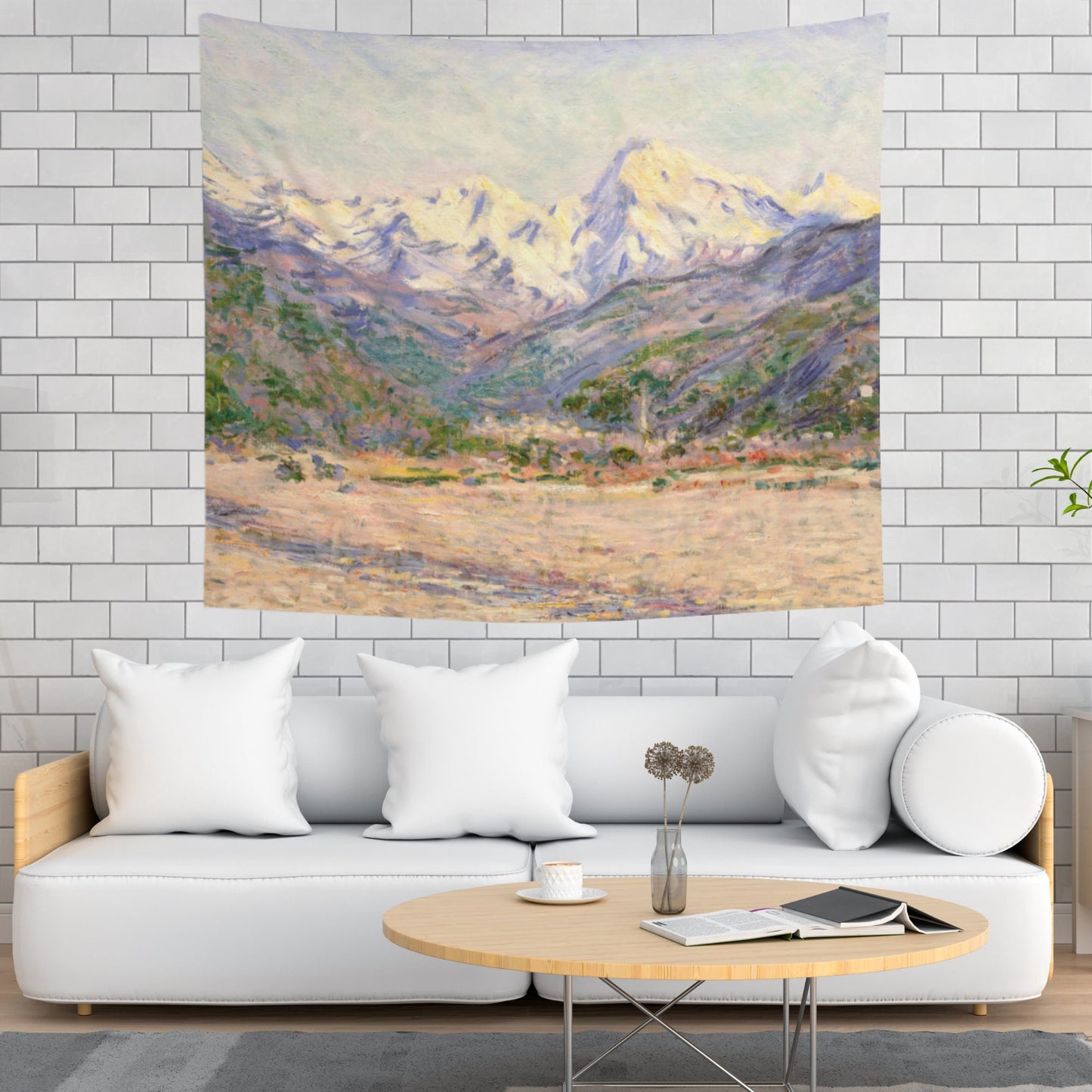 Claude Monet Mountain Painting Wall Tapestry