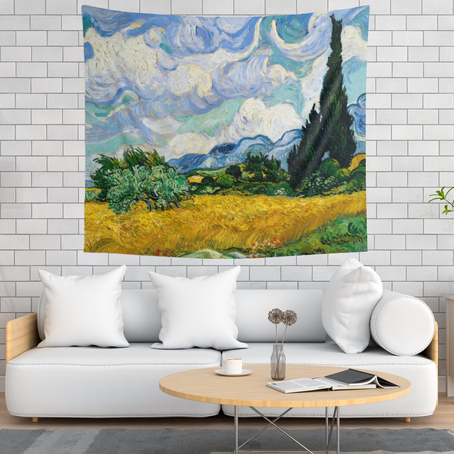 Vincent Van Gogh Landscape Painting Wall Tapestry