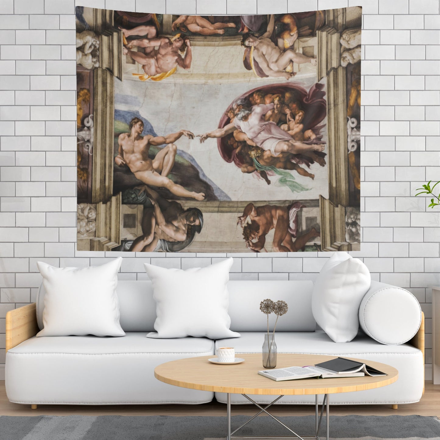 Creation of Adam Michelangelo Wall Tapestry