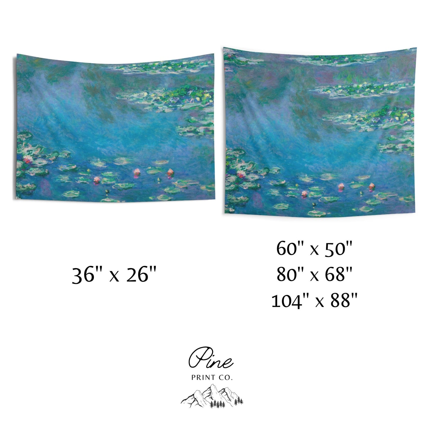 Claude Monet Water Lilies Painting Blue Vintage Nature Fine Art Wall Tapestry
