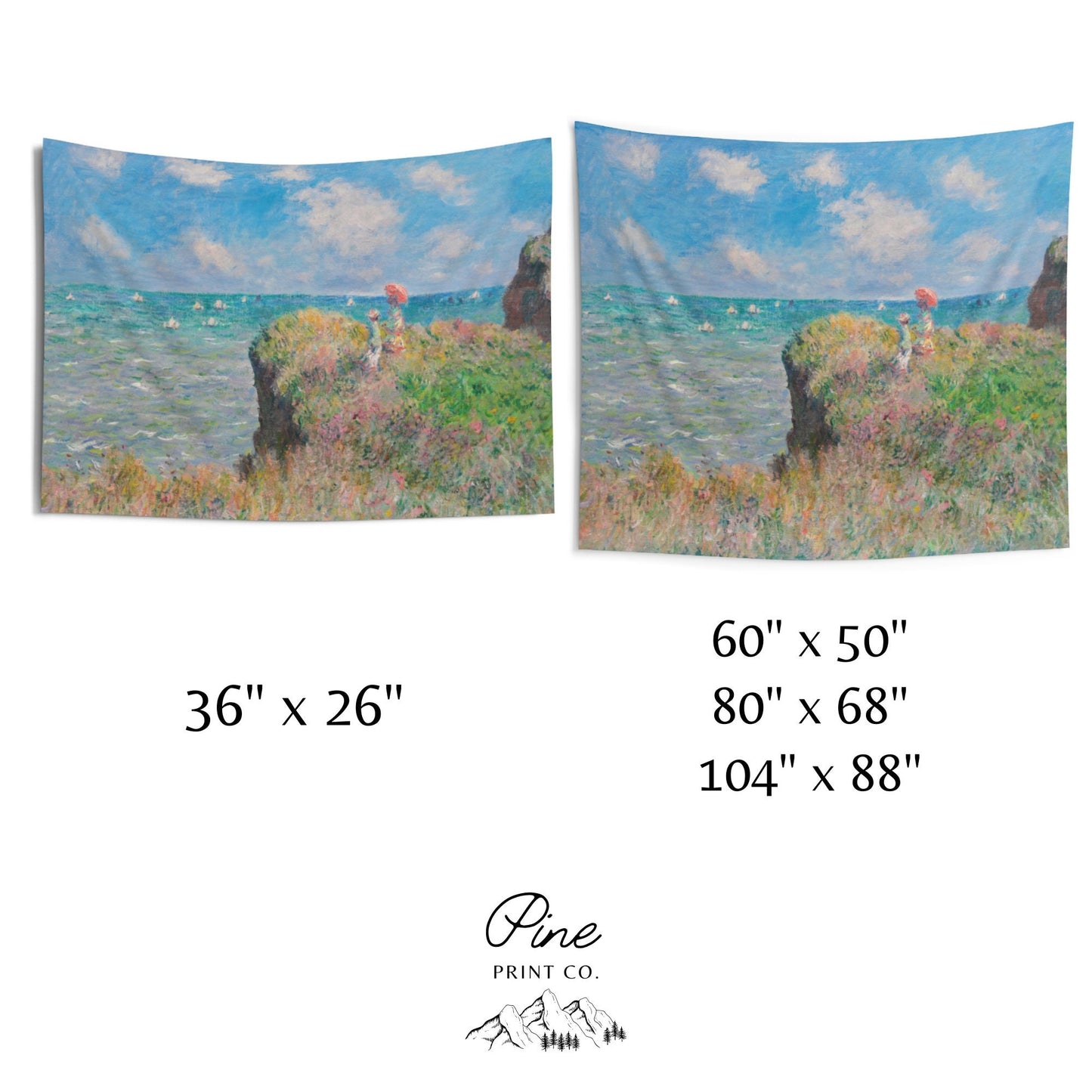 Claude Monet Ocean Cliff Painting Wall Tapestry