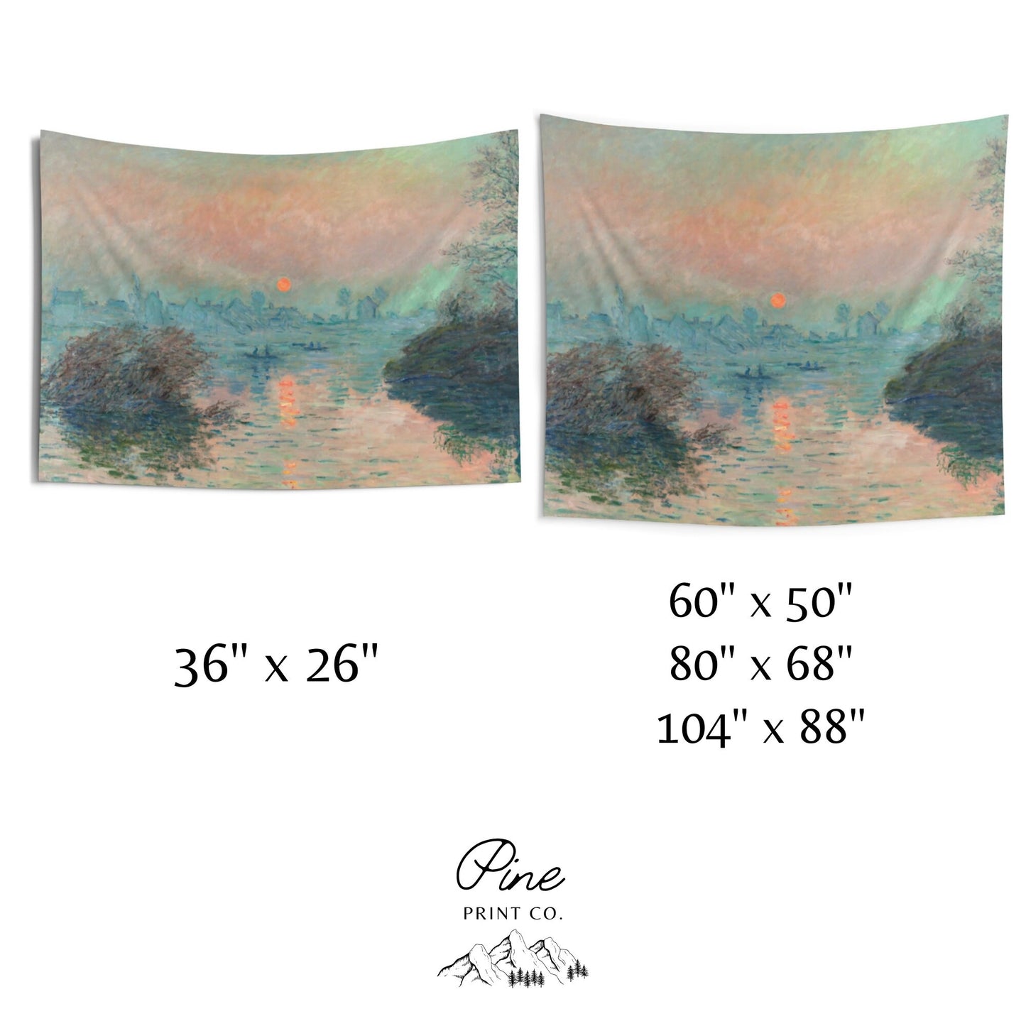 Claude Monet Ocean Sunset Painting Vintage Nature Wall Tapestry