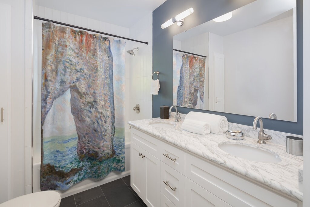Ocean Shower Curtain, Monet Shower Curtain, Blue Shower Curtain, Monet Ocean, Monet Painting, Ocean Painting, Beach Decor, Claude Monet