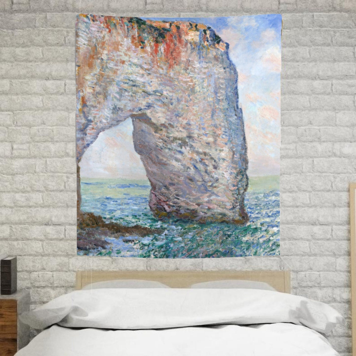 Claude Monet Ocean Cliffs Painting Blue Nature Fine Art Wall Tapestry
