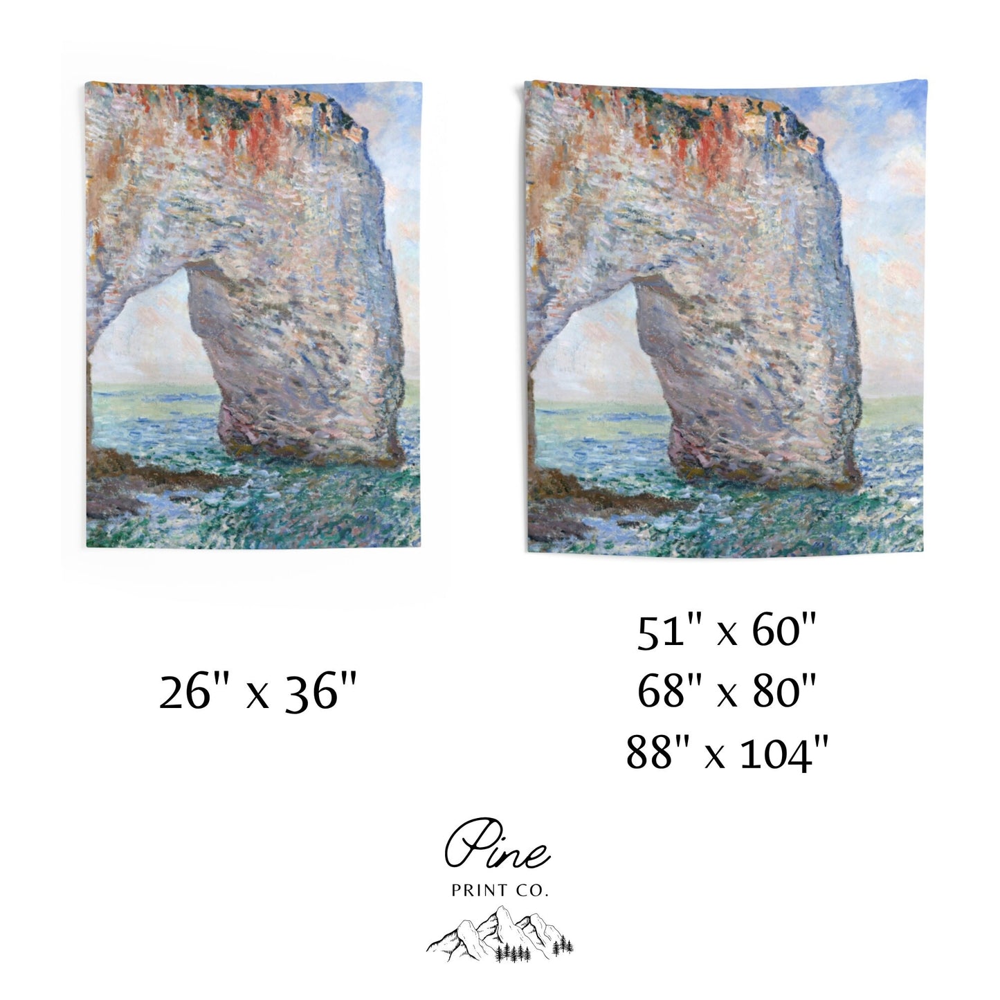 Claude Monet Ocean Cliffs Painting Blue Nature Fine Art Wall Tapestry