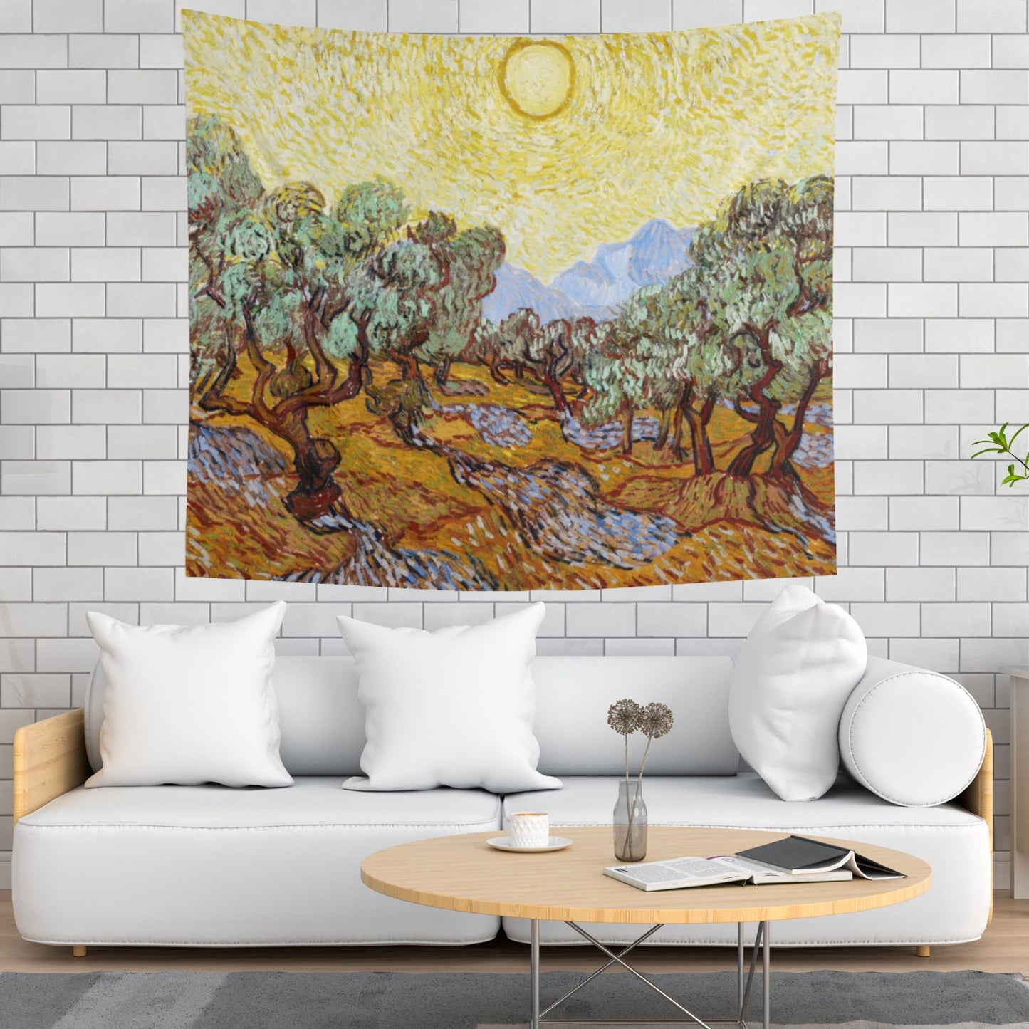 Vincent Van Gogh Olive Tree Painting Yellow Nature Wall Tapestry