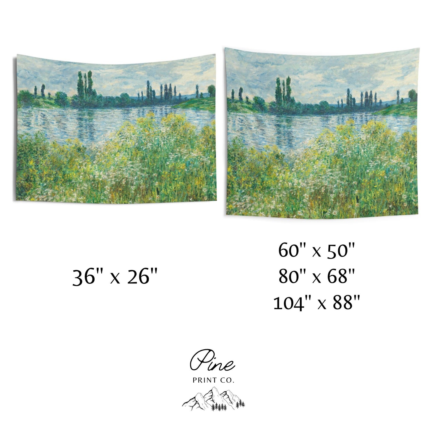 Claude Monet Blue Green Landscape Painting Wall Tapestry
