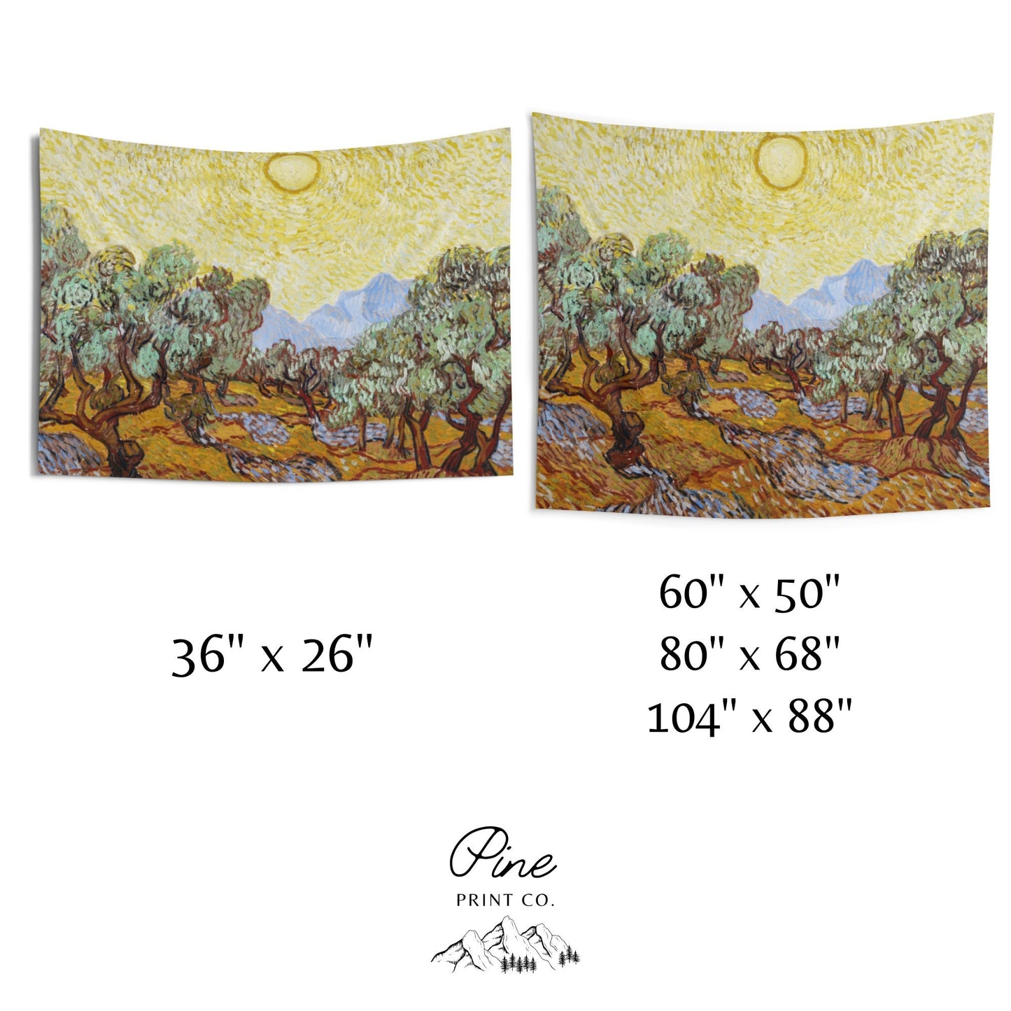 Vincent Van Gogh Olive Tree Painting Yellow Nature Wall Tapestry