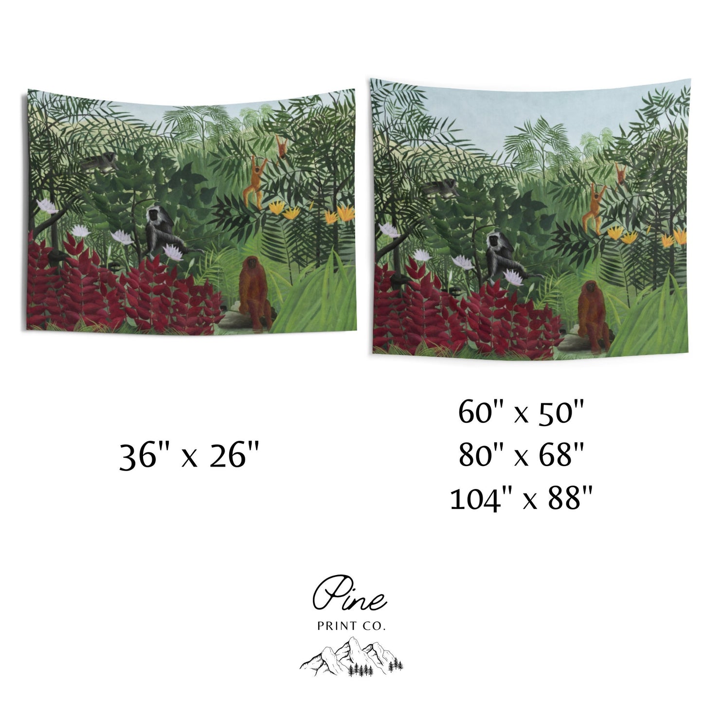 Henri Rousseau Tropical Jungle Painting Vintage Green Fine Art Wall Tapestry