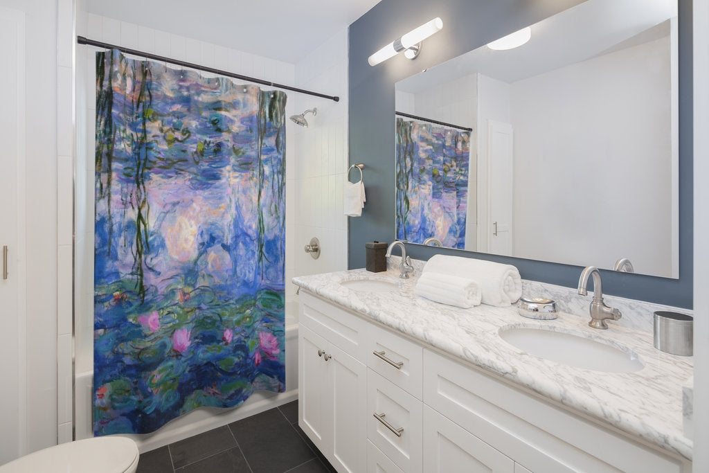 Claude Monet, Water Lilies Monet, Art Shower Curtain, Monet Decor, Purple Shower Curtain, Boho Shower Curtain, Purple Bathroom, Art Bathroom