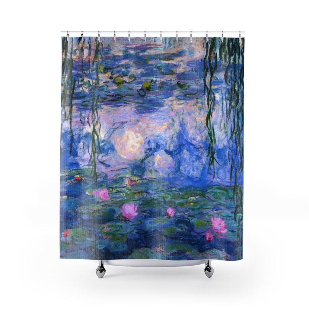 Claude Monet, Water Lilies Monet, Art Shower Curtain, Monet Decor, Purple Shower Curtain, Boho Shower Curtain, Purple Bathroom, Art Bathroom