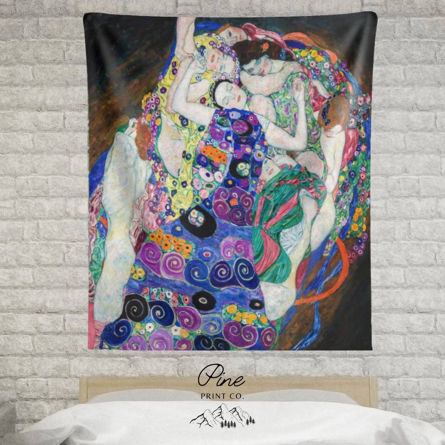 Gustav Klimt The Maiden Purple Erotic Painting Wall Tapestry