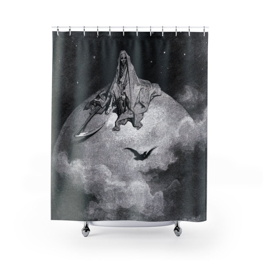 Black Shower Curtain, Gothic Shower Curtain, Death Decor, Dark Shower Curtain, Gothic Decor, Death Art, Gustave Dore, Witchy Decor