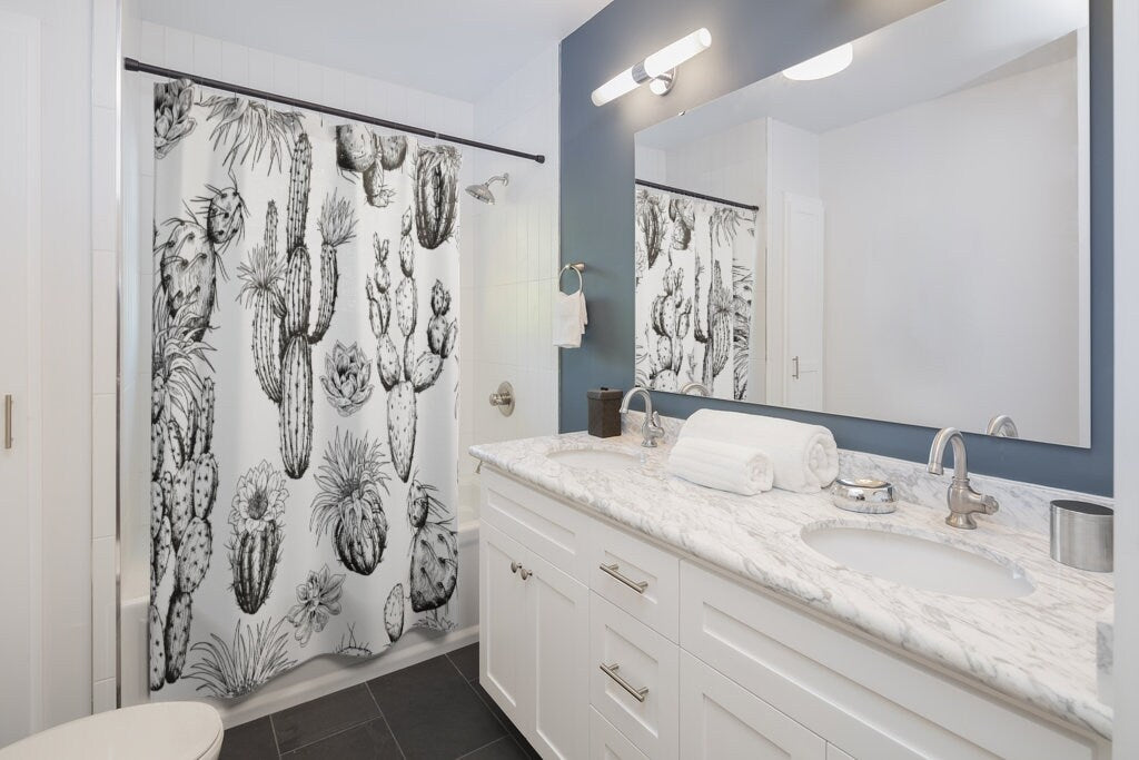Cactus Shower Curtain, Desert Decor, Desert Shower Curtain, Cactus Decor, Plant Shower Curtain, Cacti Decor, Botanical Bathroom, Plant Decor