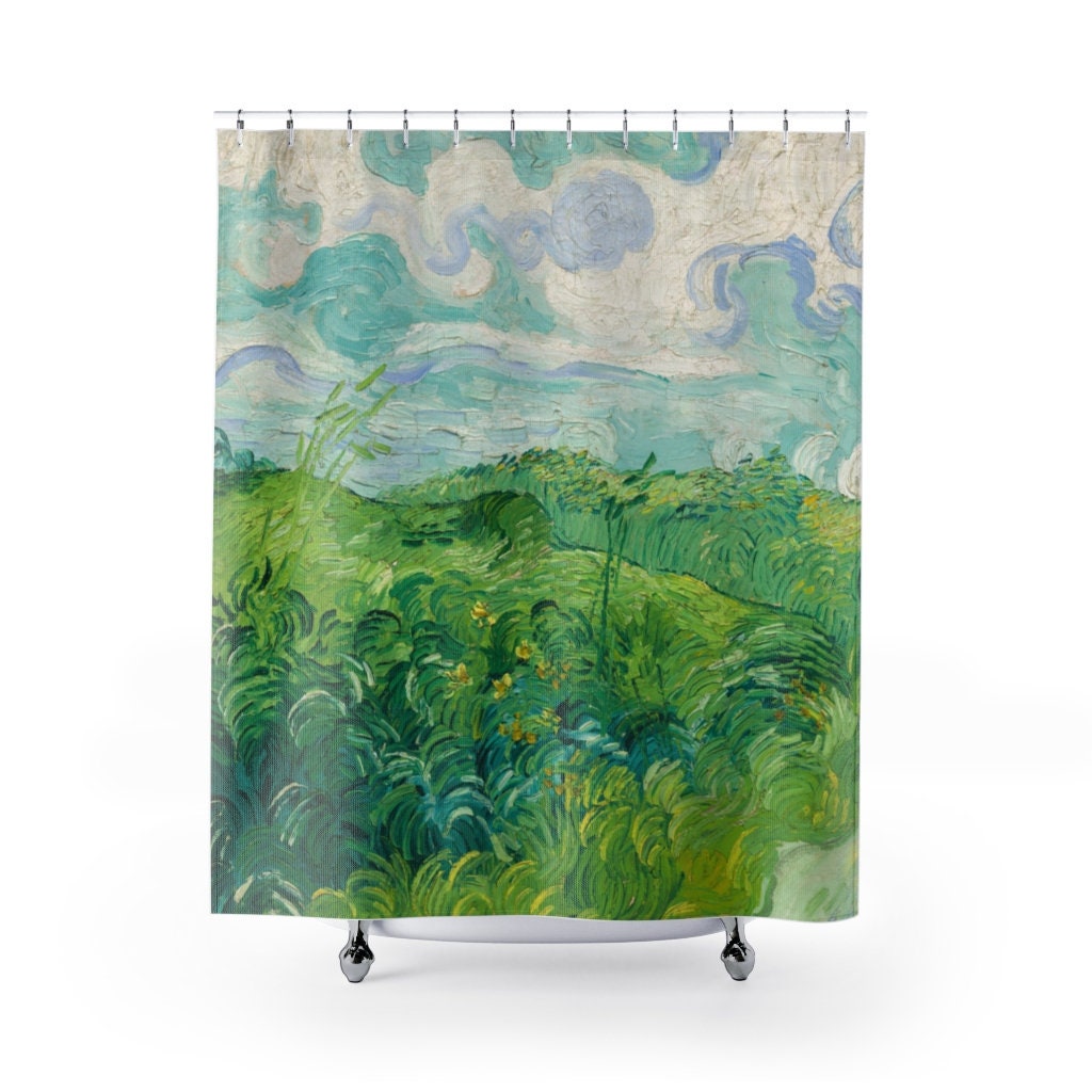 Van Gogh Shower Curtain, Landscape Shower Curtain, Nature Shower Curtain, Green Shower Curtain, Landscape Painting, Van Gogh Decor