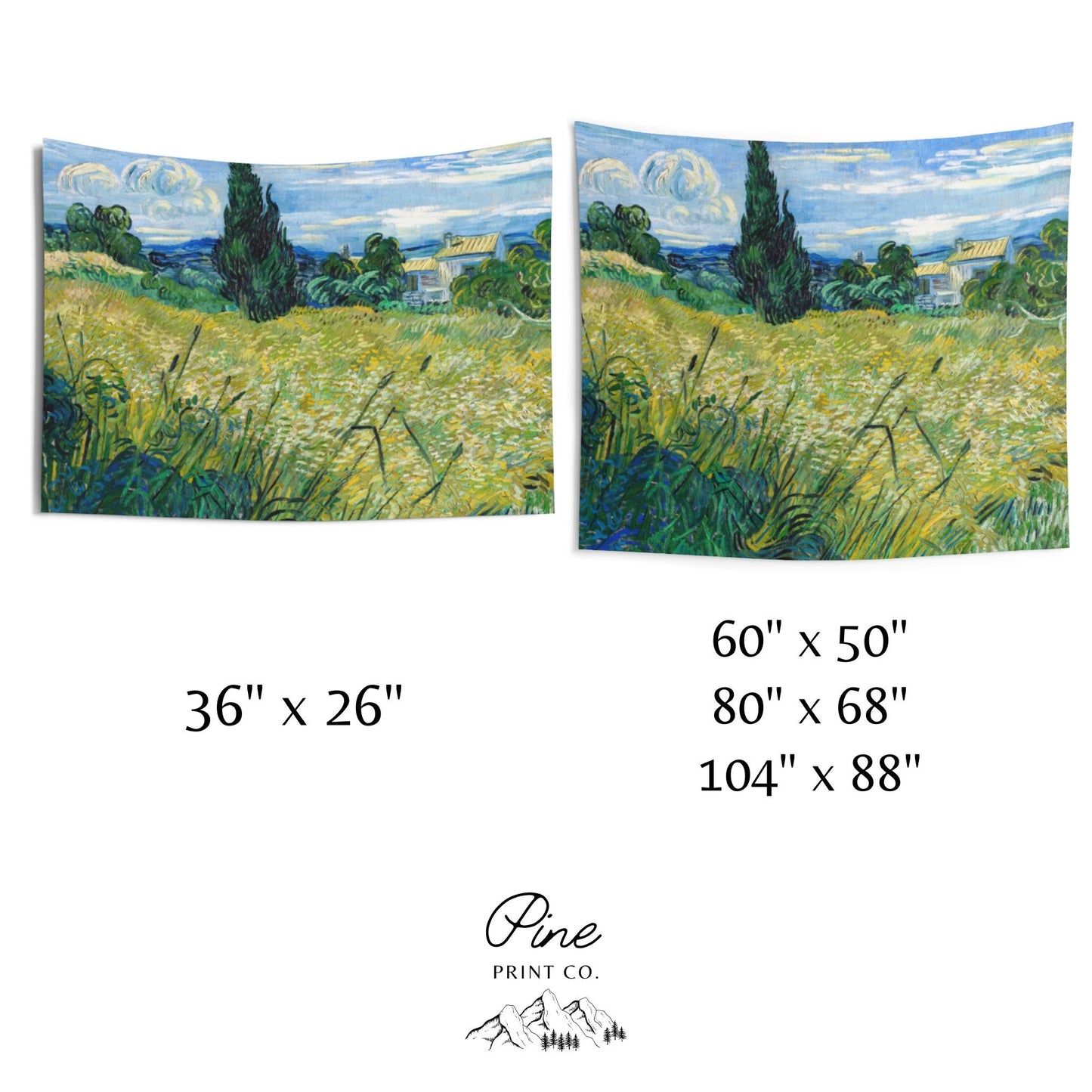 Vincent Van Gogh Landscape Painting Green Blue Wall Tapestry