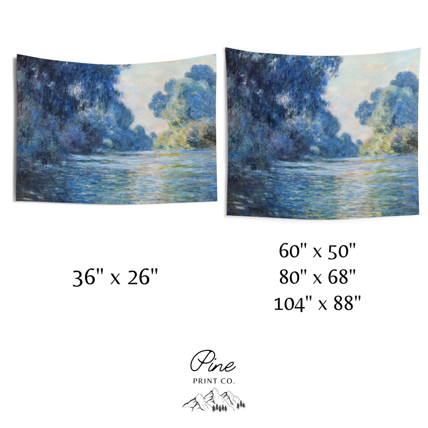 Claude Monet Blue Landscape Oil Painting Vintage Nature Wall Tapestry