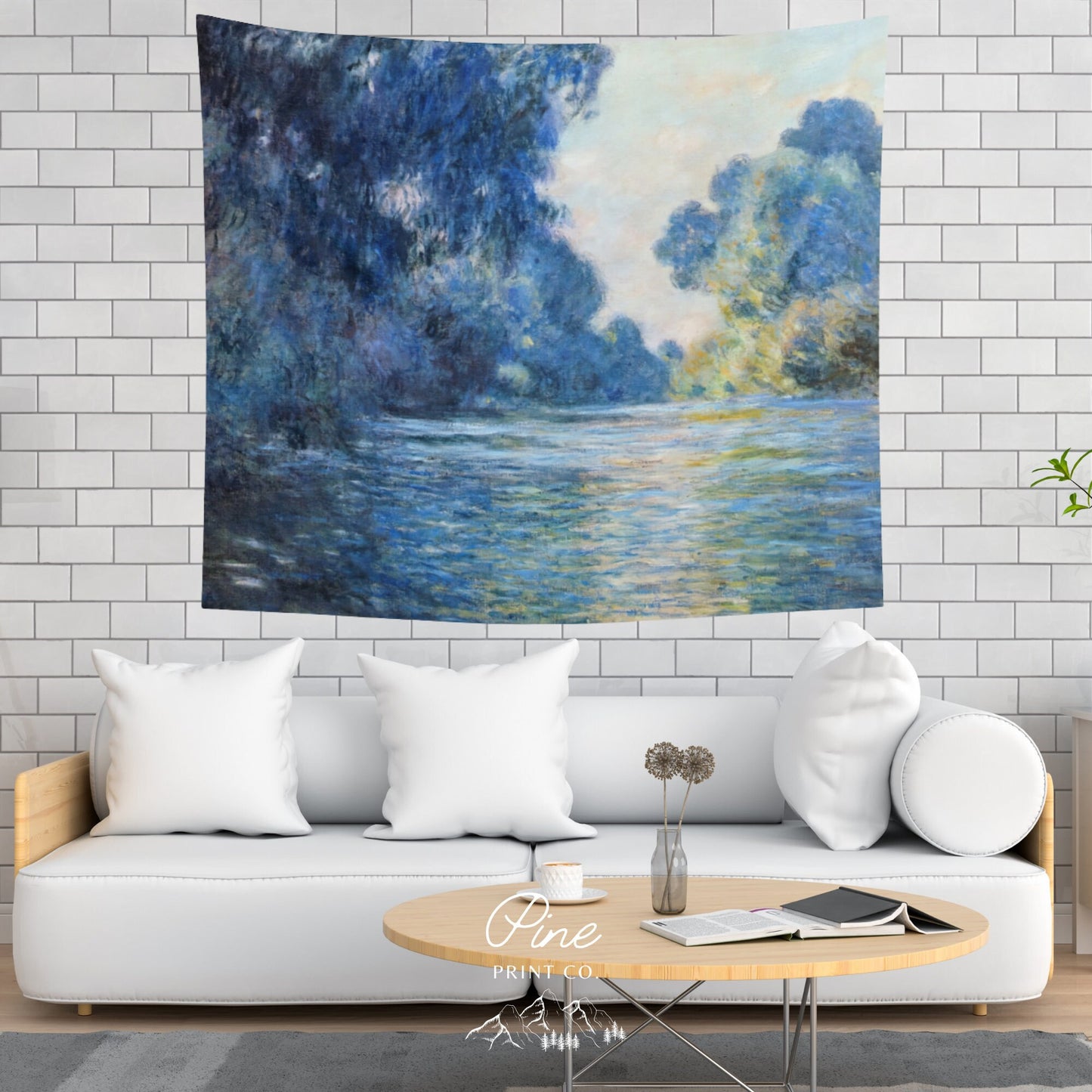 Claude Monet Blue Landscape Oil Painting Vintage Nature Wall Tapestry