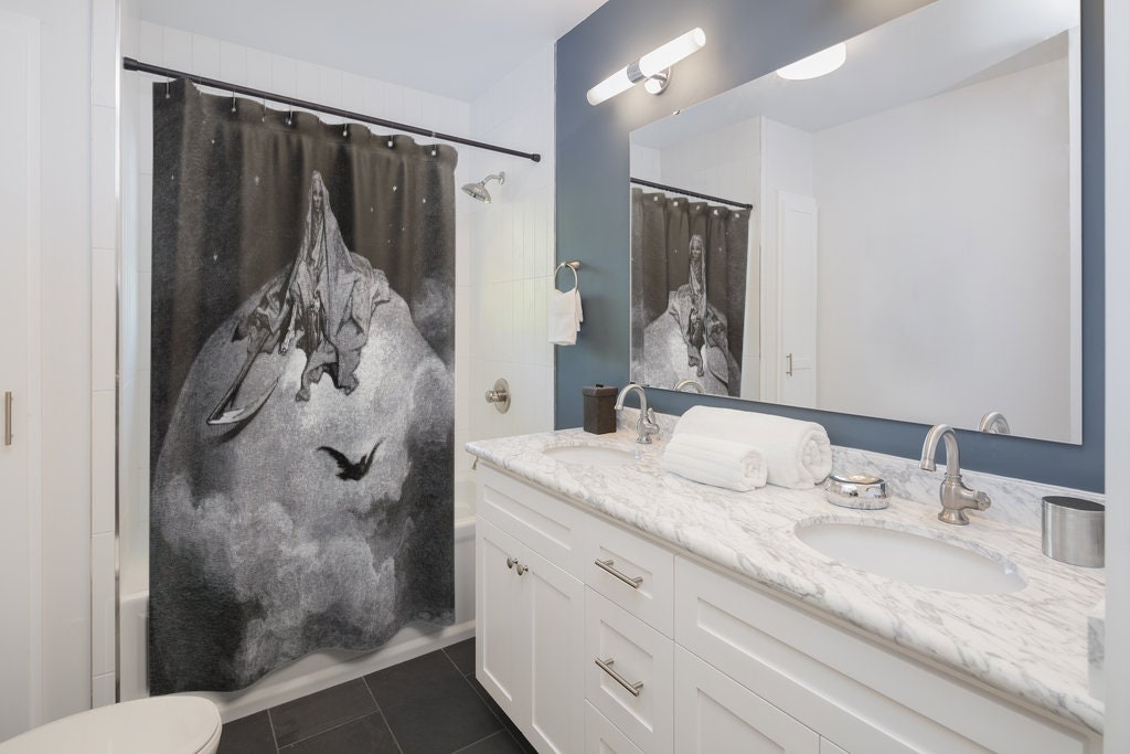 Black Shower Curtain, Gothic Shower Curtain, Death Decor, Dark Shower Curtain, Gothic Decor, Death Art, Gustave Dore, Witchy Decor