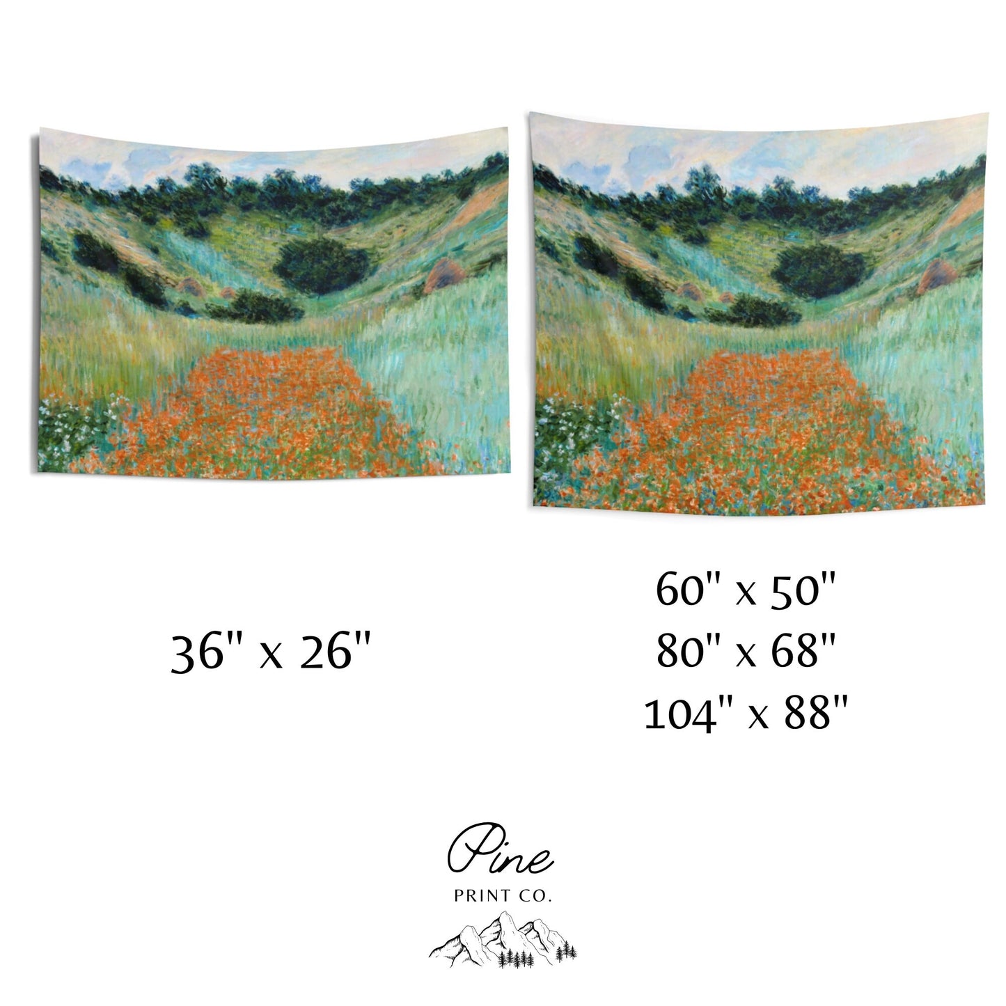Claude Monet Flower Poppy Field Painting Vintage Landscape Nature Wall Tapestry