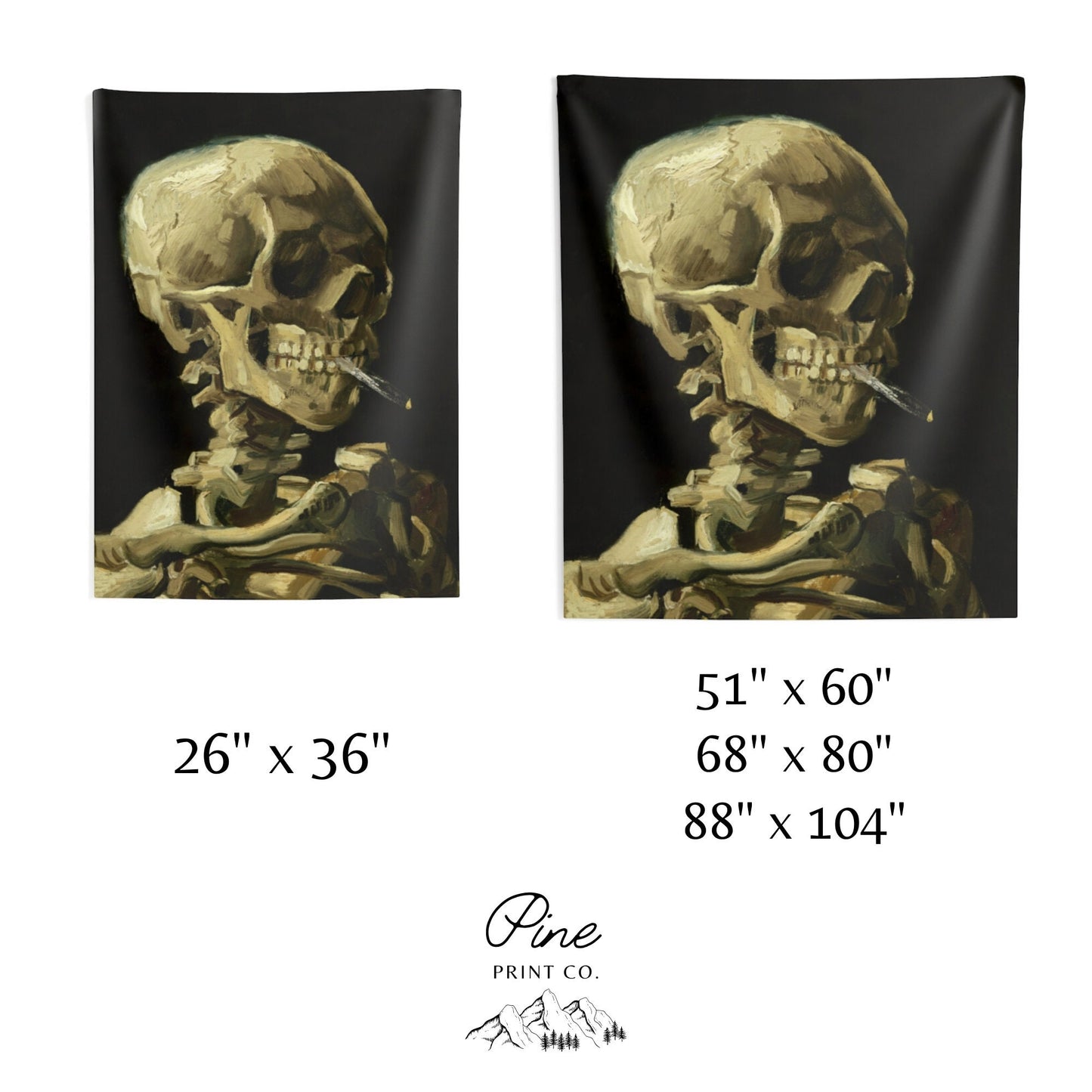 Vincent Van Gogh Smoking Skull Painting Gothic Wall Tapestry