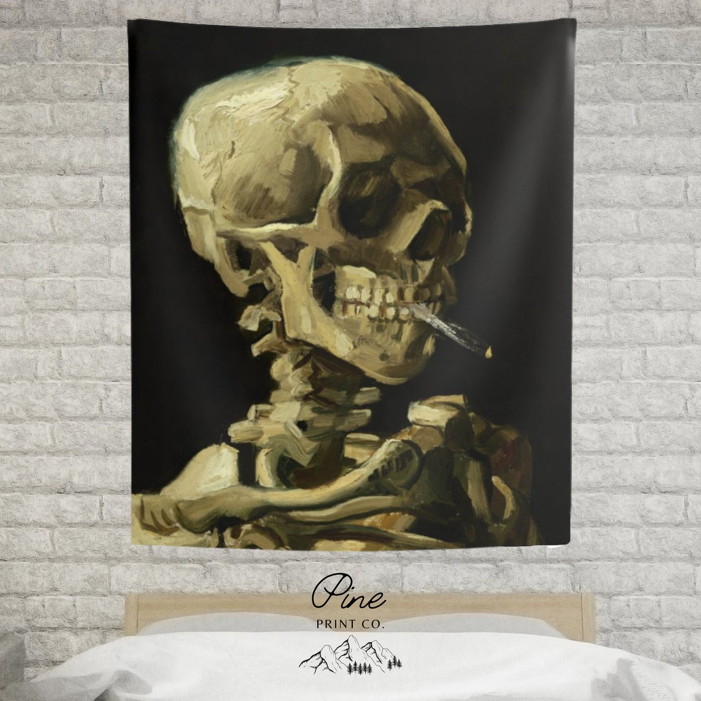 Vincent Van Gogh Smoking Skull Painting Gothic Wall Tapestry