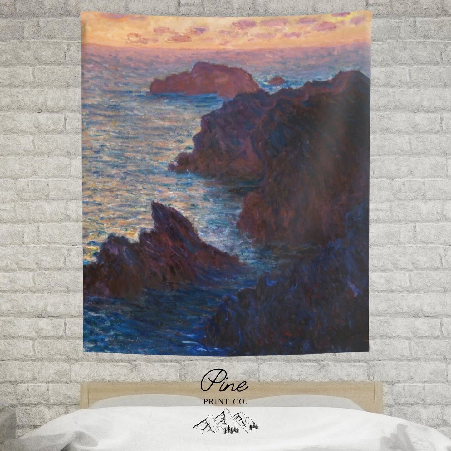 Claude Monet Sunset Painting Wall Tapestry