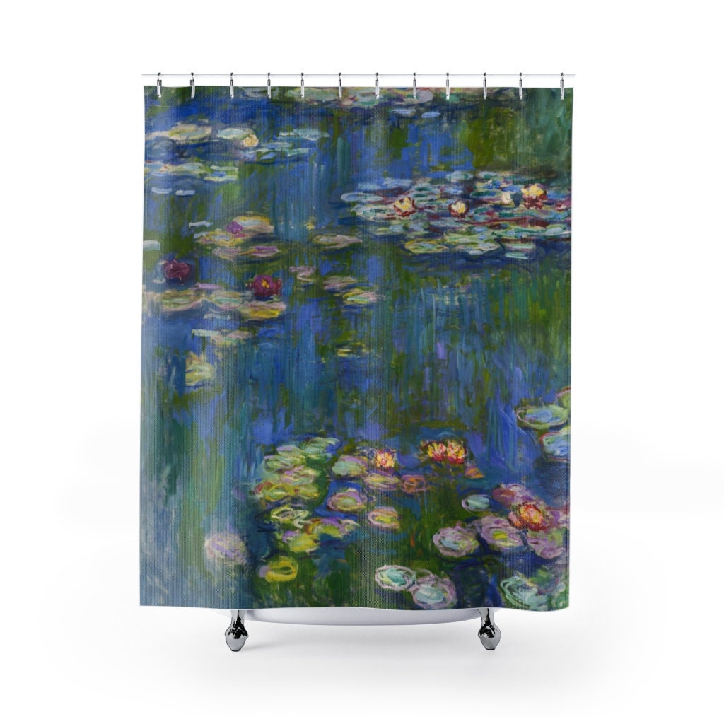 Claude Monet, Water Lilies Monet, Art Shower Curtain, Monet Decor, Blue Shower Curtain, Boho Shower Curtain, Monet Shower Curtain, Monet Art