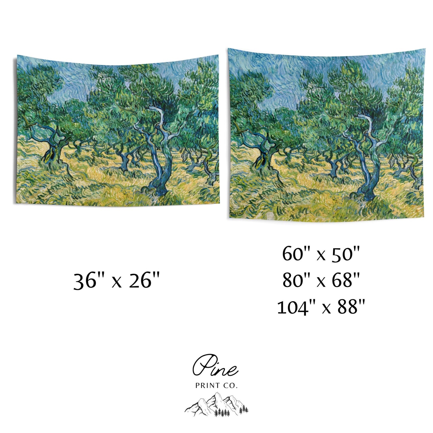 Vincent Van Gogh Olive Trees Painting Nature Green Fine Art Wall Tapestry
