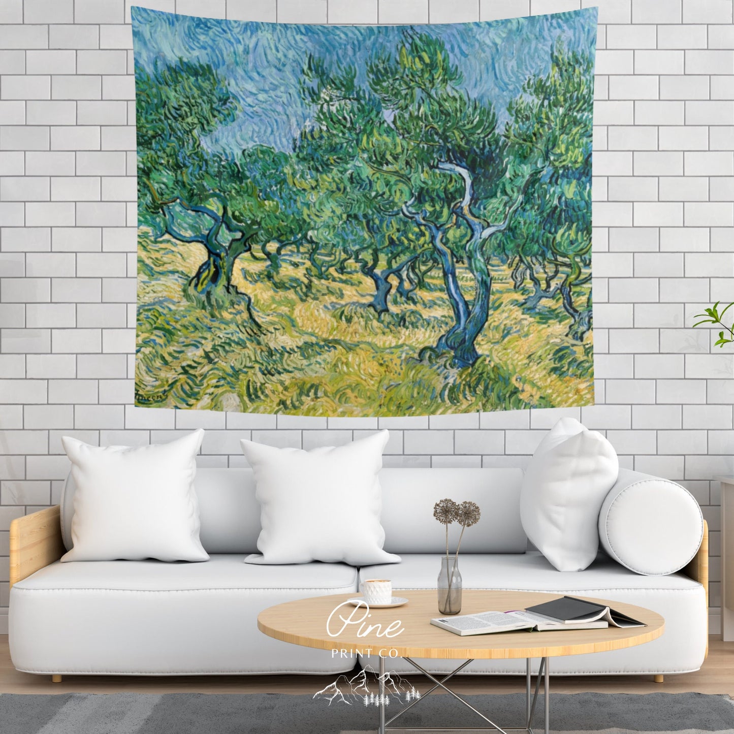 Vincent Van Gogh Olive Trees Painting Nature Green Fine Art Wall Tapestry