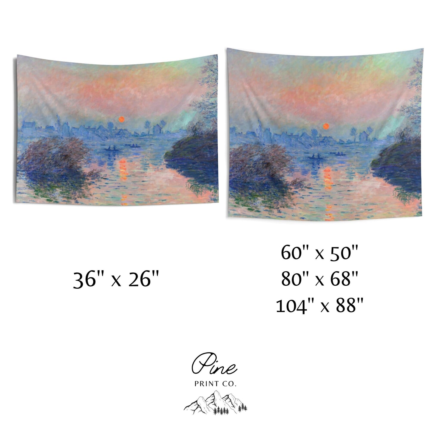 Claude Monet Ocean Sunset Painting Vintage Nature Fine Art Wall Tapestry